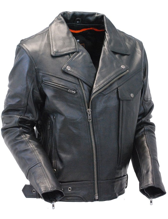heavy leather biker jacket