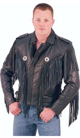 Jamin Leather Beltless Fringed Leather Motorcycle Jacket #M400FB