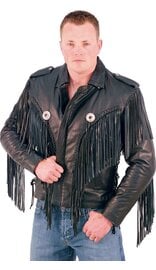 Jamin Leather® Beltless Fringed Leather Motorcycle Jacket #M400FB