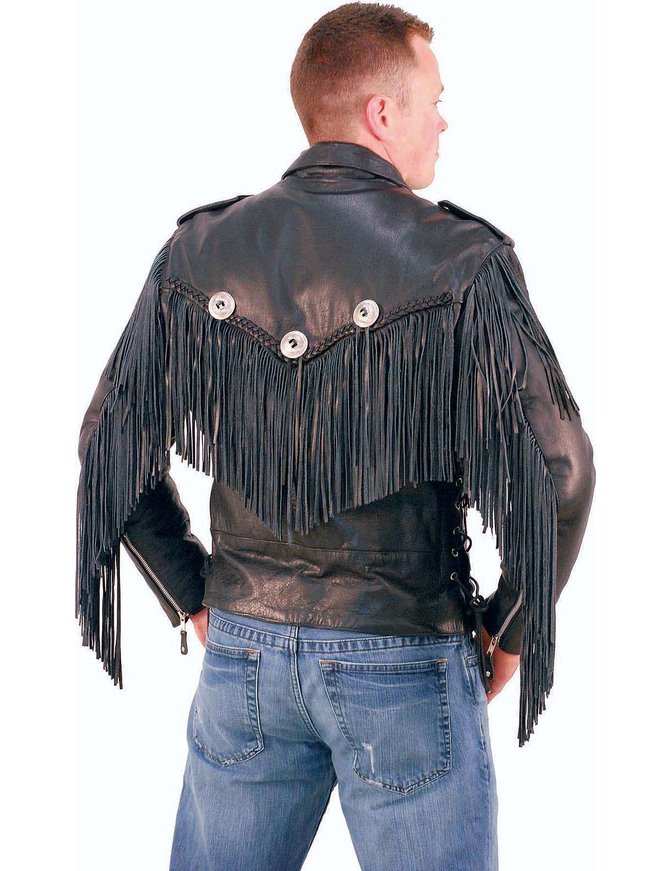 Jamin Leather® Beltless Fringed Leather Motorcycle Jacket #M400FB