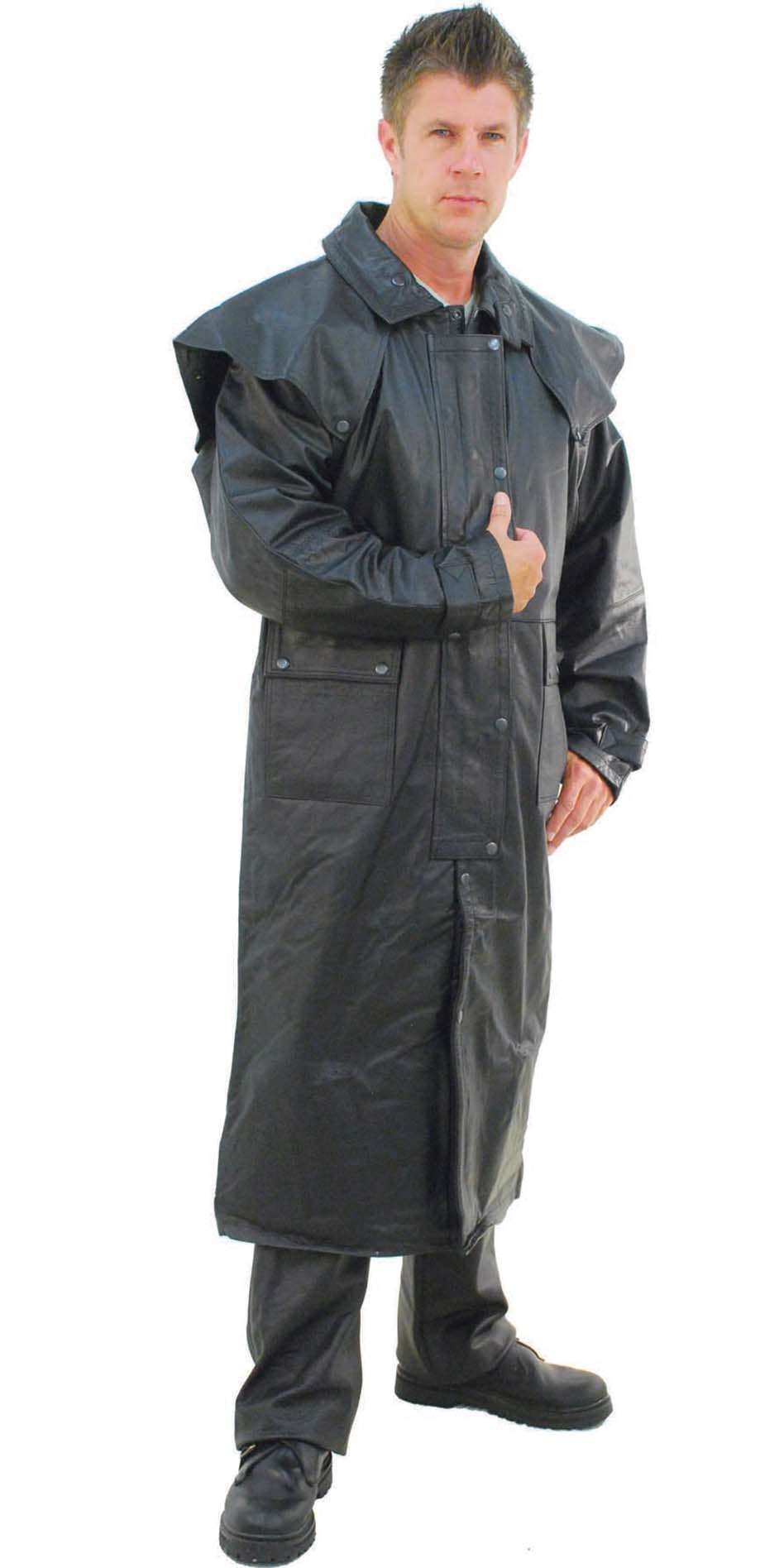 Heavy Leather Duster Trench Coat #M800Z 