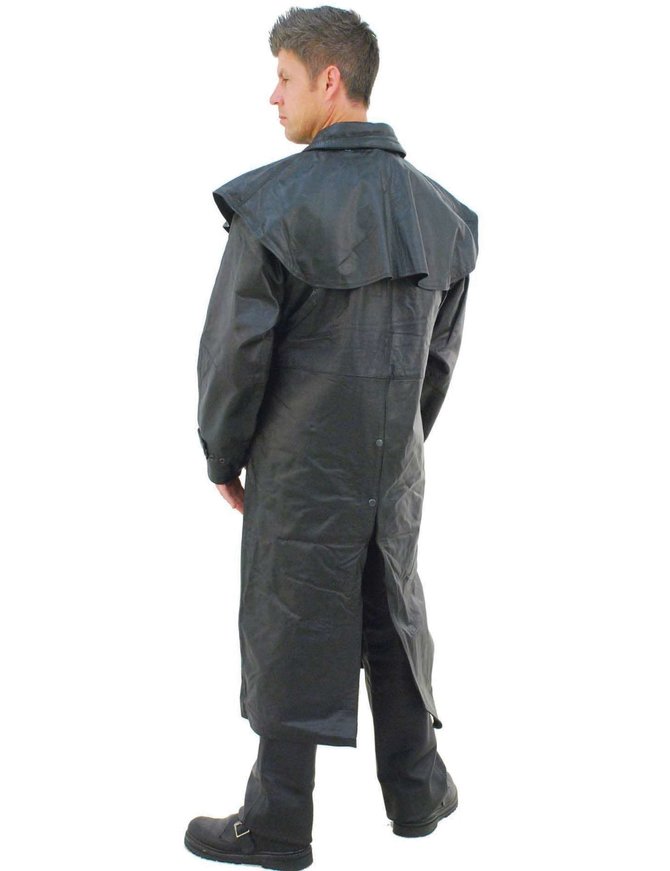 Leather Duster Trench Coat for Men, M