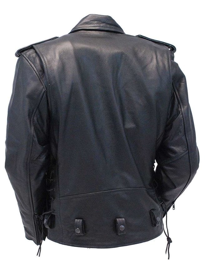 Jamin Leather Premium Beltless Side Lace Leather Motorcycle Jacket w/Dual CCW Pockets #MA15ZL