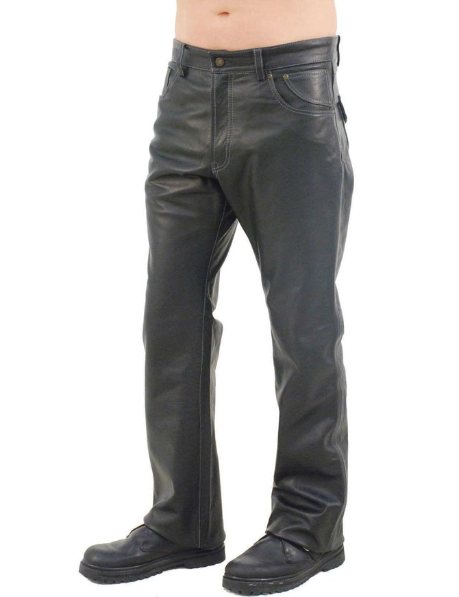 Jamin Leather V-Stitched Snap Pocket Men's Leather Pants #MP11015K