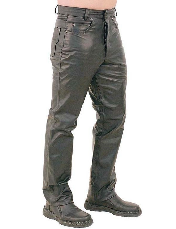 Jamin Leather Button Fly Leather Pants for Men #MP1140BT