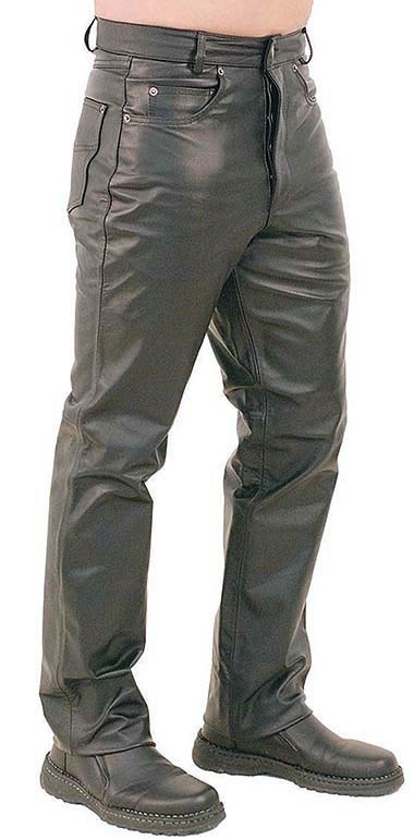 Button Fly Leather Pants for Men #MP1140BT - Jamin Leather®