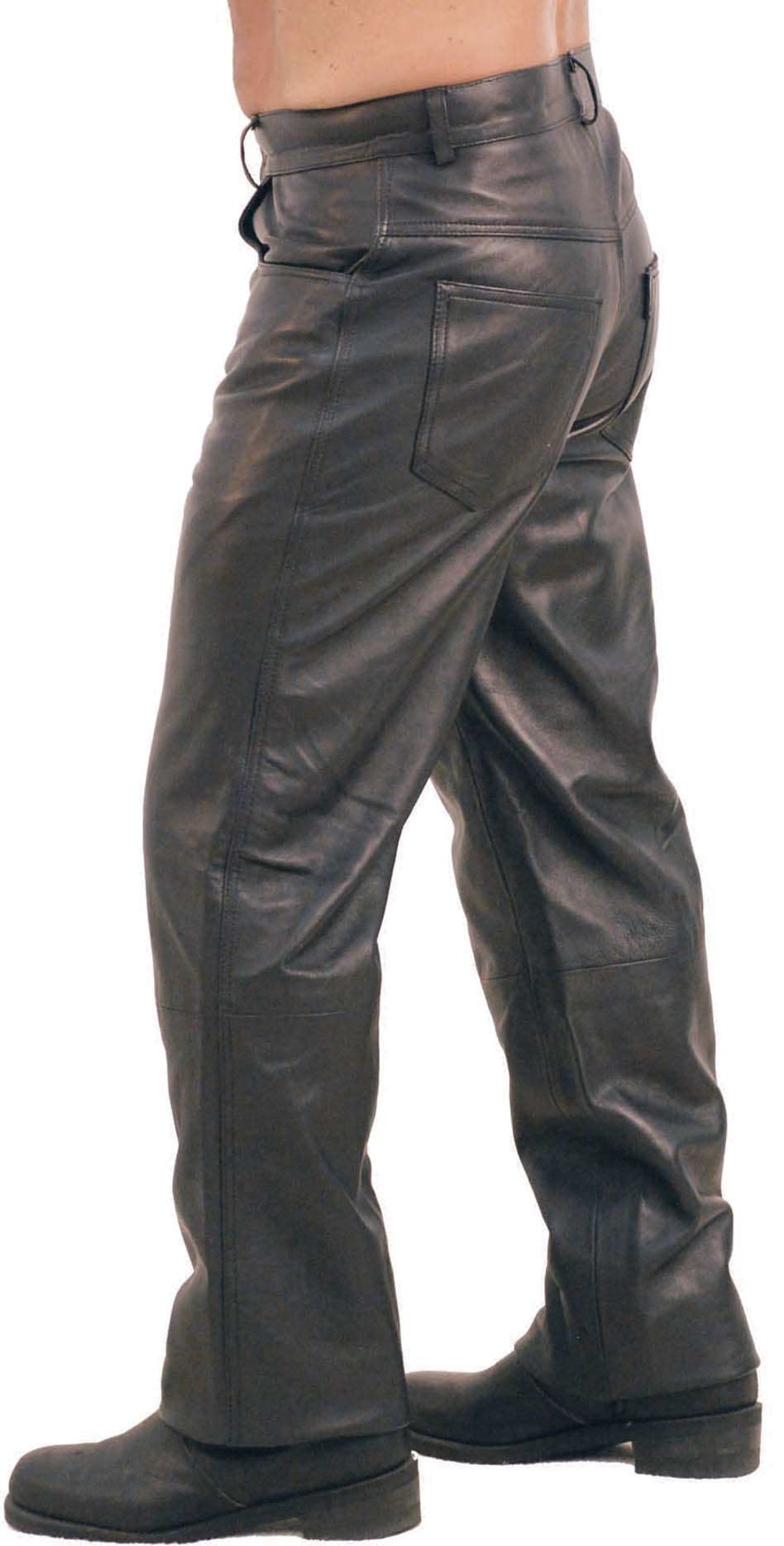 Mens Genuine Leather Black Shinny Jeans Pants Leather Sheep