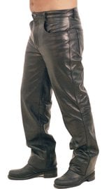 Men's Lined Side Zipper Leather Pants