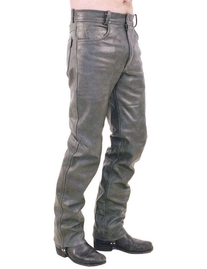Jamin Leather Cobblestone Gray Leather Pants #MP753GY