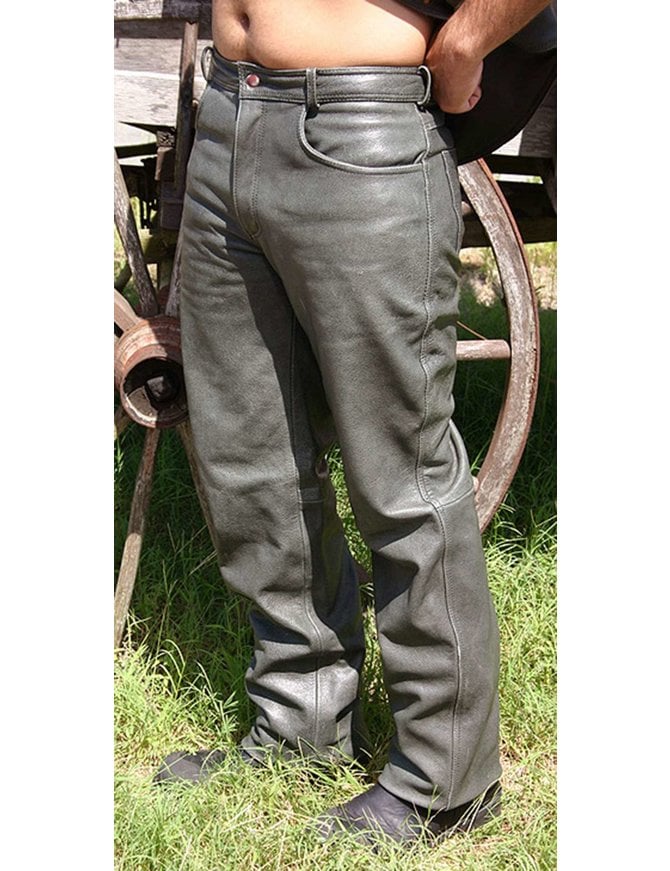 Jamin Leather Cobblestone Gray Leather Pants #MP753GY