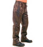Jamin Leather® Heavy Retro Dark Brown Leather Pants #MP762N