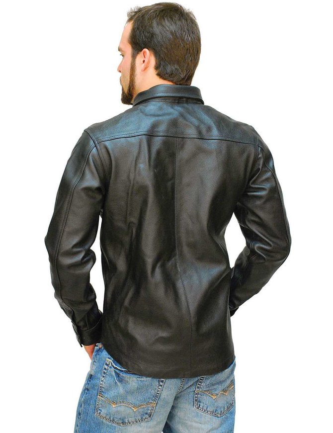 Heavy Snap Up Biker Leather Shirt - Special #MS778SP