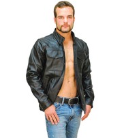 Heavy Snap Up Biker Leather Shirt - Special #MS778SP