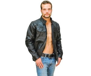 Heavy Snap Up Biker Leather Shirt - Special #MS778SP - Jamin Leather®