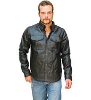 Heavy Snap Up Biker Leather Shirt - Special #MS778SP