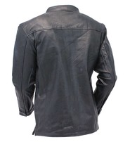 Straight Bottom Concealed Pocket Leather Shirt #MS867GK