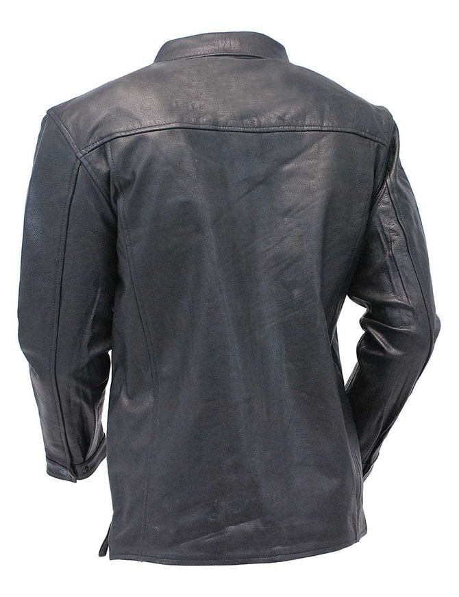 Straight Bottom Concealed Pocket Leather Shirt #MS867GK