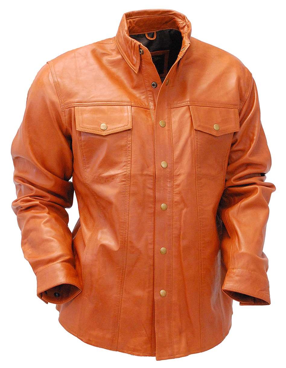 Waxy Distressed Light Brown Leather Shirt #MS9010N - Jamin Leather®