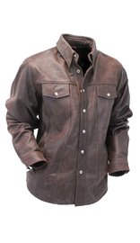 Jamin Leather Rich Brown Leather Shirt - Jean Style #MS9011N