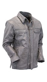 Men's Vintage Gray Leather Shirt w/CCW Pockets #MSA6874GGY