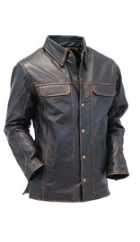 Men's Vintage Brown Buffalo Leather Shirt w/CCW Pockets #MSA8672GDN