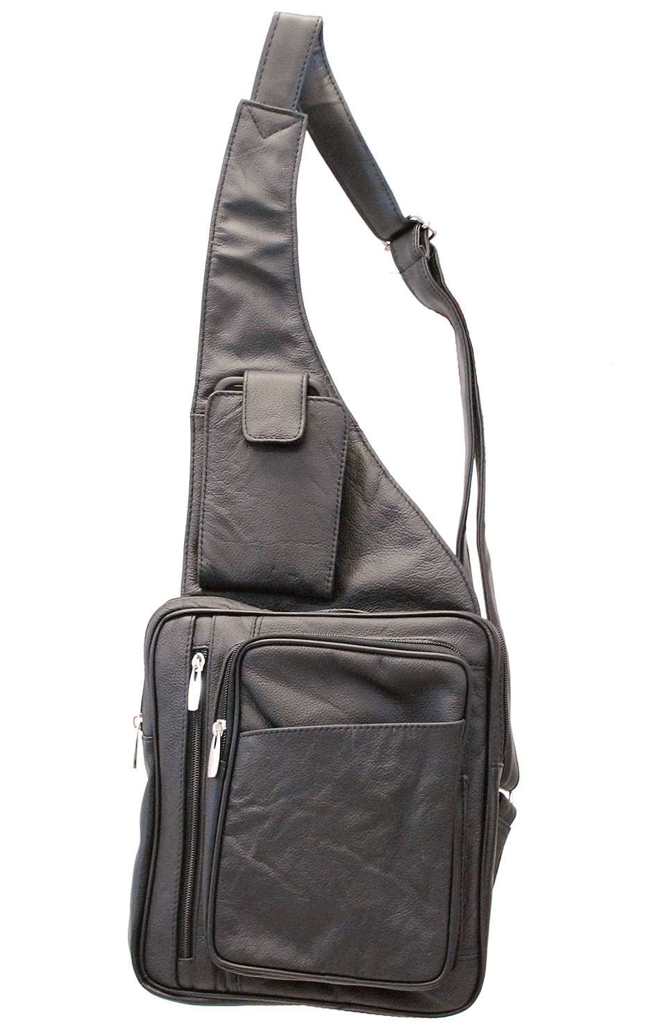 PU Leather Black Sling Bag, Packaging Type: Plastic Bag