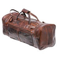Large Size Vintage Brown Leather Travel Duffel Bag #P3102DN