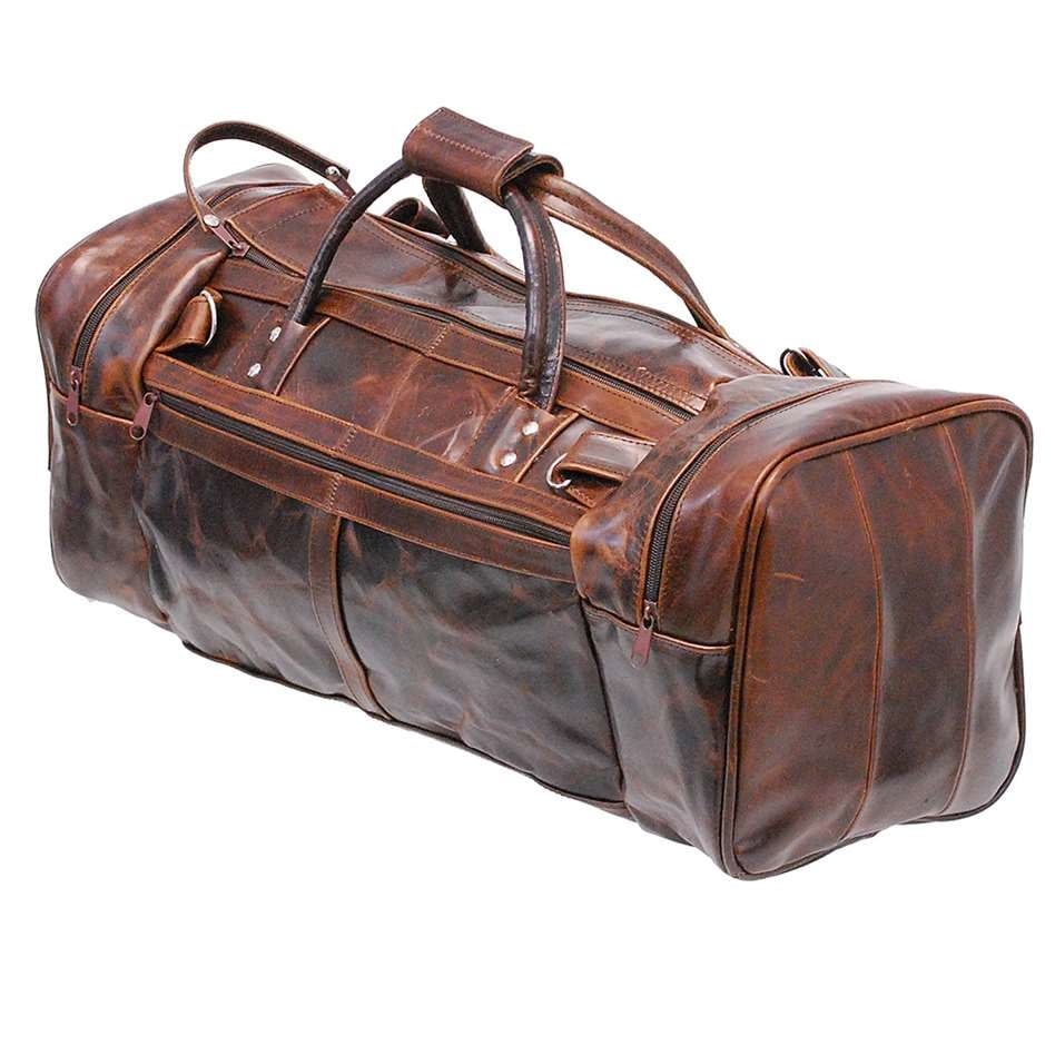 Large Size Vintage Brown Leather Travel Duffel Bag #P3102DN - Jamin ...