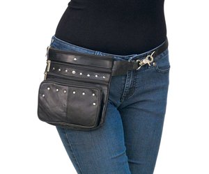 X-Large Black Leather Double Clip Pouch Hip Clip Bag #PKK30975XK