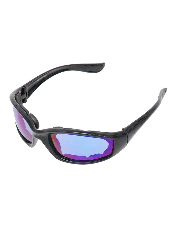 Foam Filled Classic Biker Glasses w/Thick Black Frame #SG2182FF