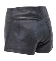 Black Leather Silver Zipper Shorts with Pant Pockets #SH1122K