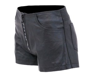 Black Leather Silver Zipper Shorts with Pant Pockets #SH1122K - Jamin ...