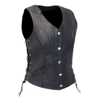 Black, Large Milwaukee Womens Classic Side Lace Leather Vest Black, Large Milwaukee Womens Classic Side Lace Leather Vest