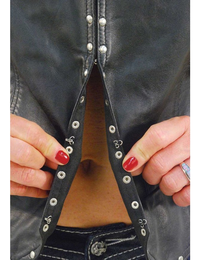Jamin Leather Women's Studded Leather Vest w/Hooks #VL11014HSK
