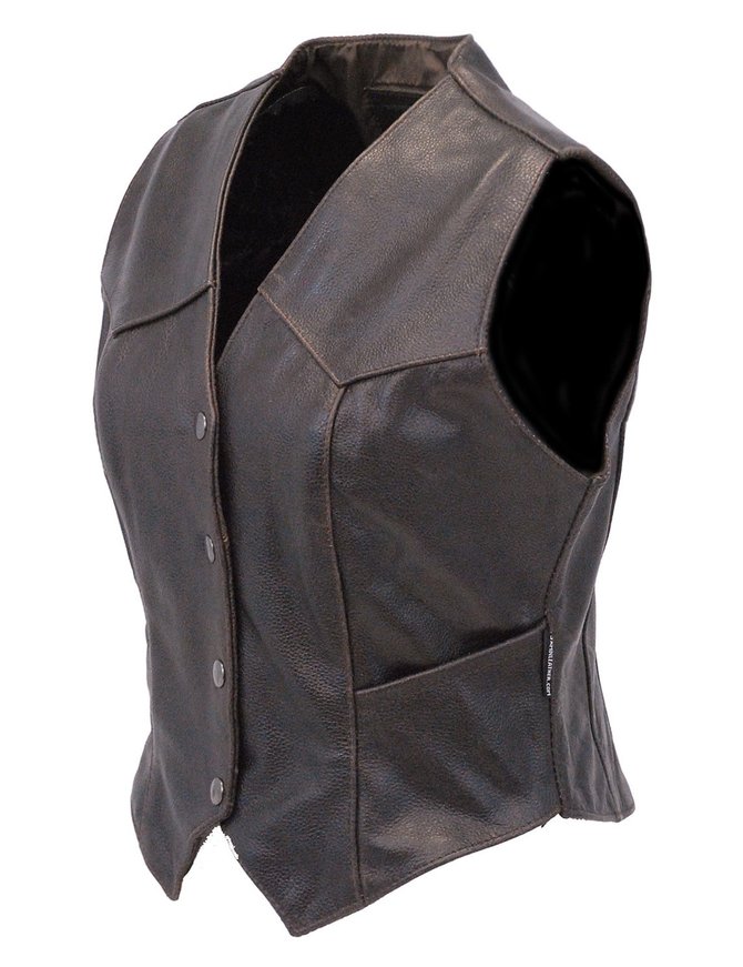 Classic Dark Brown Women's Leather Vest #VL1226DN