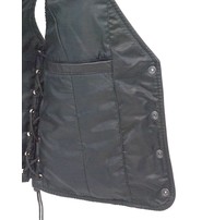 Jamin Leather Women's Premium Low V-Neck Side Lace Leather Vest #VL16010GK