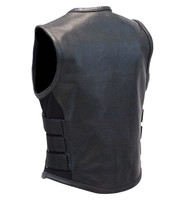 Daniel Smart Women's Triple Side Strap Leather Club Vest w/No Collar & 1 Piece Back #VL200K