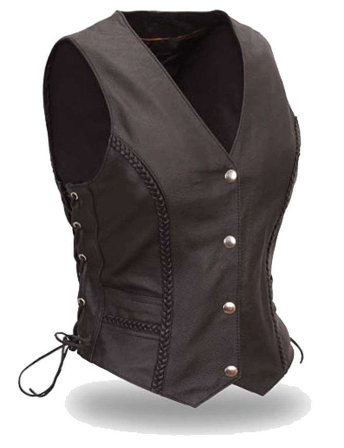 Black Side Lace Braid Trim Women's Vest Special #VL222SP