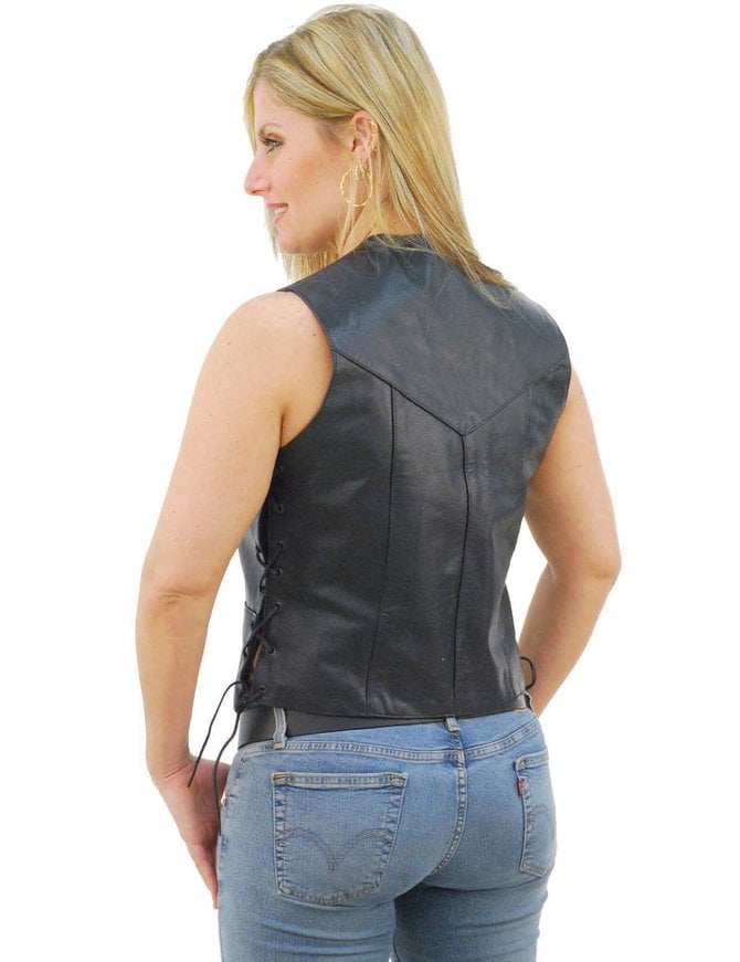 Jamin Leather Side Lace Women's Leather Vest - SPECIAL #VL411LSP