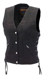 Daniel Smart Women's Dual Inside Pocket Black Denim CCW Vest #VLC906GLK