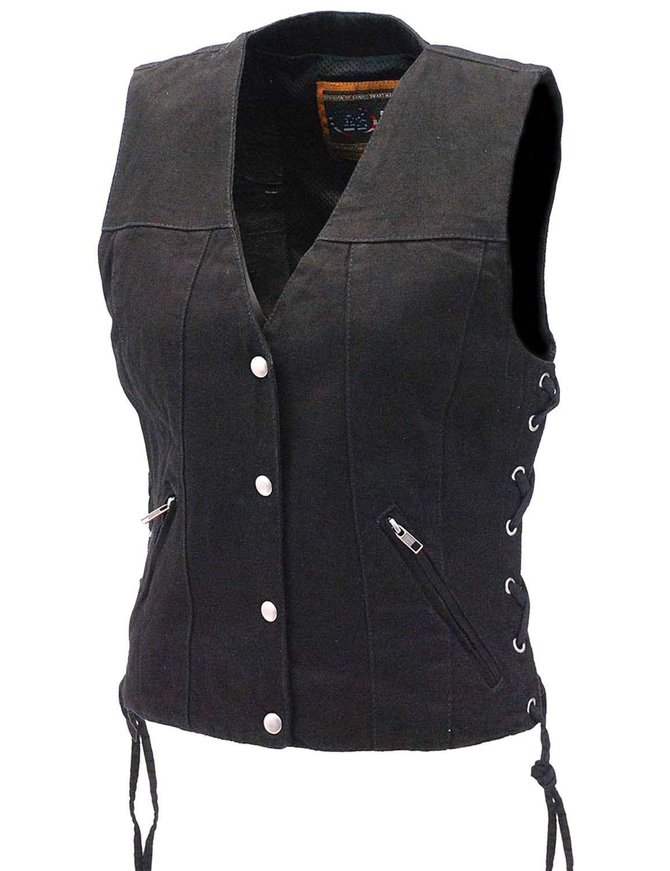 Womens black deals denim motorcycle vest