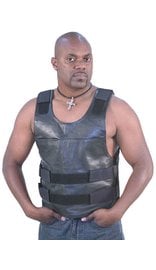 Black Leather Police Vest #VM1367 (42-56)