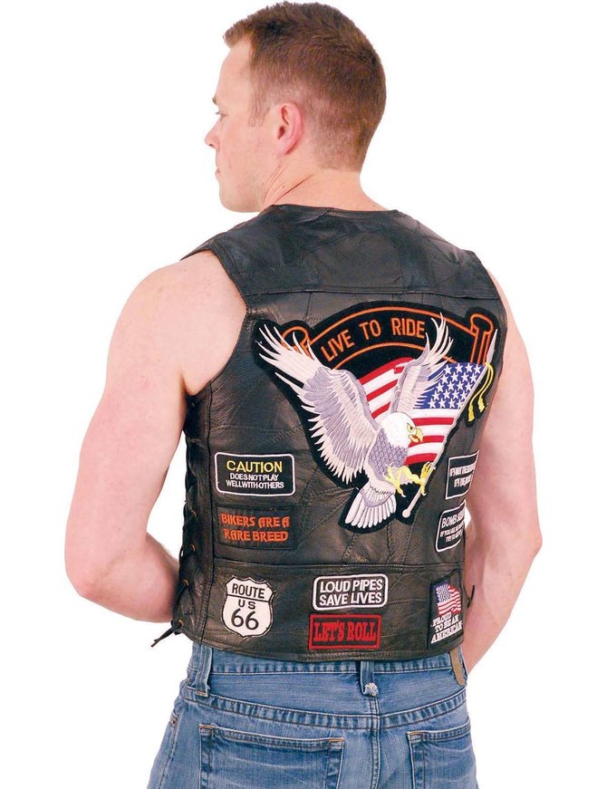 All Patched Up Leather Motorcycle Vest #VM14PP