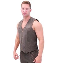 Jamin Leather® Premium Rich Brown Leather Vest w/Side Lace #VM2622N