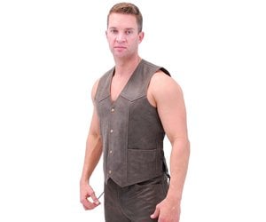 Jamin Leather® Premium Rich Brown Leather Vest w/Side Lace #VM2622N