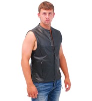 Rocket Side Lace Leather Club Vest w/1 Piece Back & No Collar #VM2648ZK