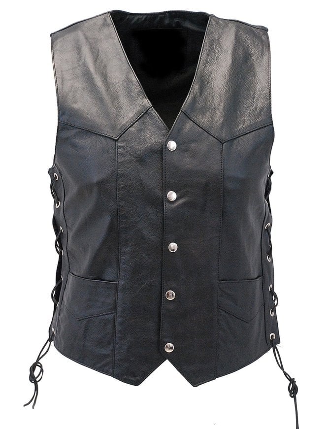 Big & Tall Leather Vest w/Side Lacing #VM605LT - Jamin Leather®