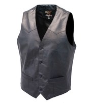 Jamin Leather Premium Black Button Down Lambskin Leather Vest for Men #VM503BTK