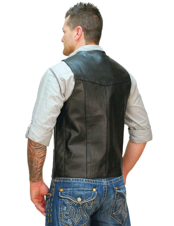 Tall Cowhide Leather Biker Vest #VM604T