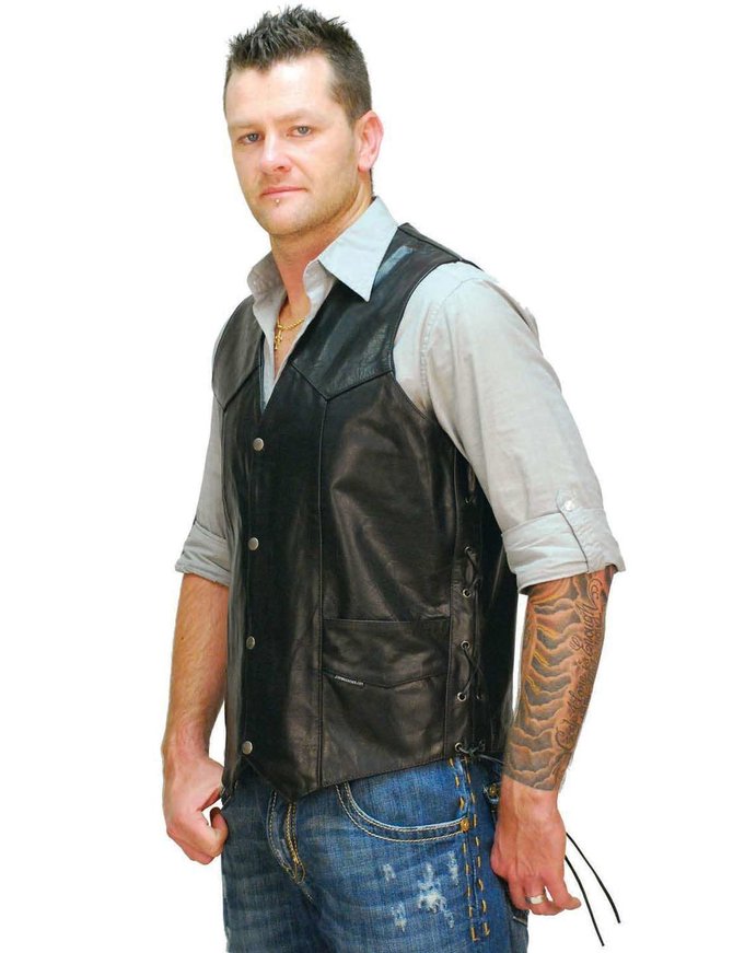 Big & Tall Leather Vest w/Side Lacing #VM605LT